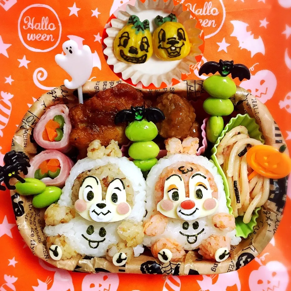 Snapdishの料理写真:チップとデール ハロウィン👻キャラ弁|向日葵♡桜さん