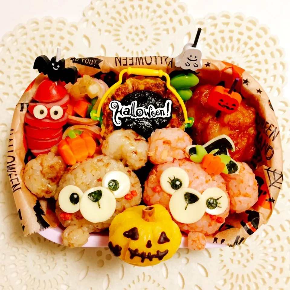 ツムツム ダッフィー&シェリーメイ ハロウィン弁当|向日葵♡桜さん