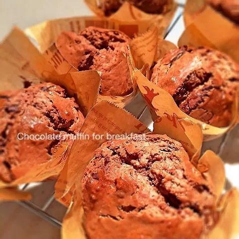 バターなしで作る！しっとり♡チョコレートマフィン♪|可爱多さん