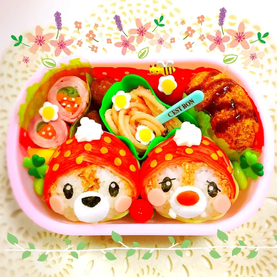 チップとデール🍓 キャラ弁|向日葵♡桜さん