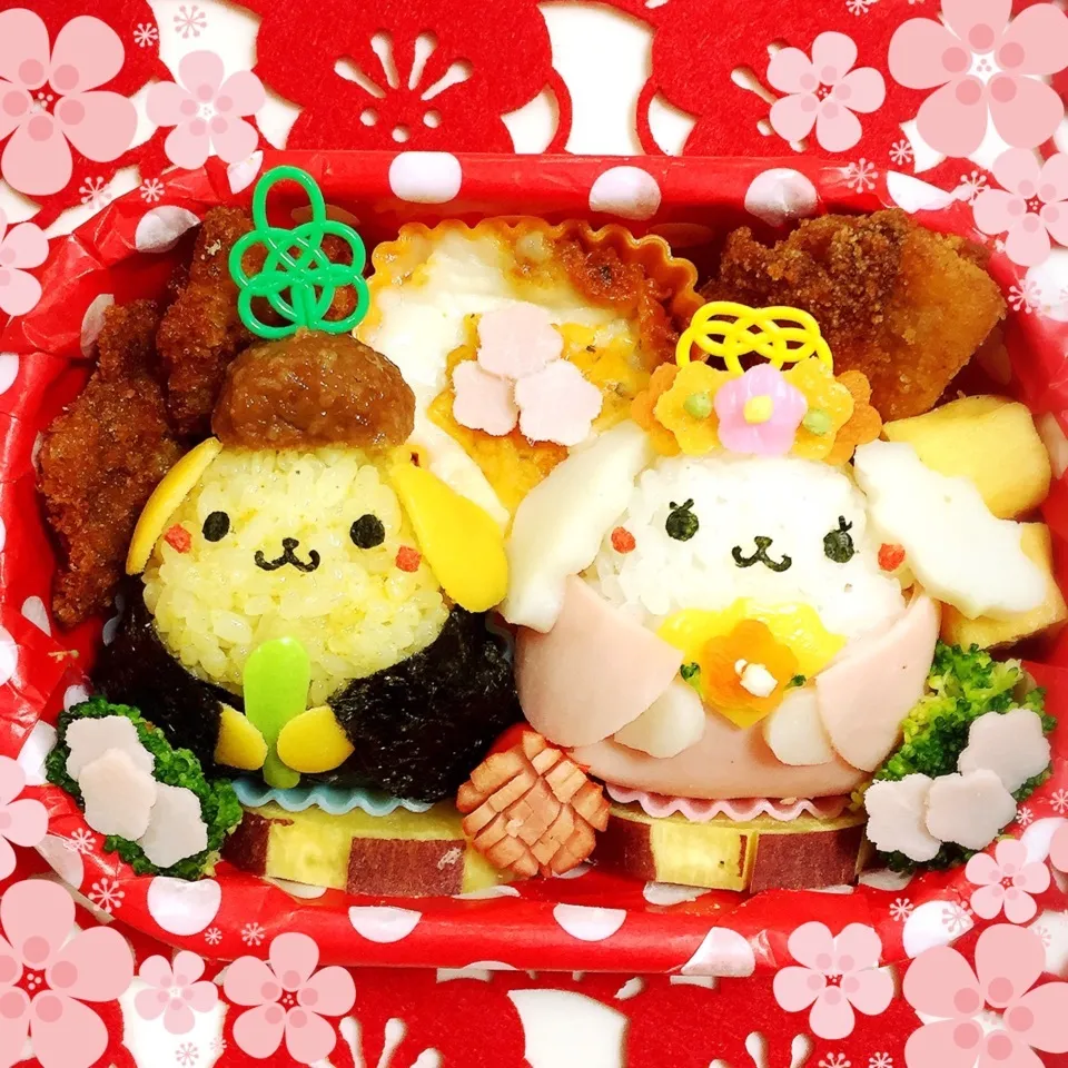 Snapdishの料理写真:ポムポムプリン ひな祭りキャラ弁|向日葵♡桜さん