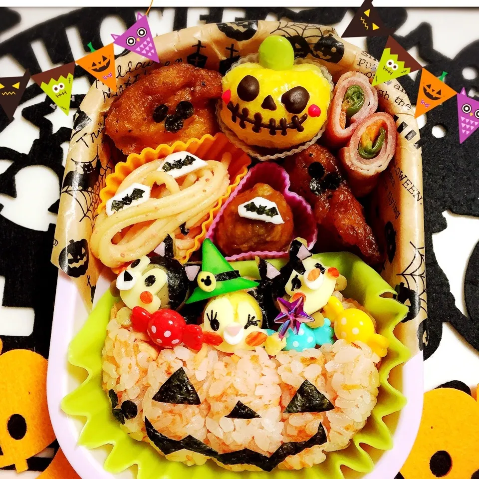 ツムツム チップとデールとクラリスハロウィンキャラ弁当🎃|向日葵♡桜さん