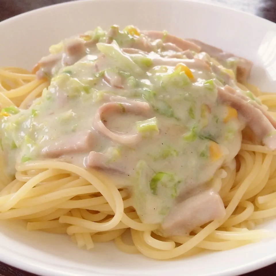 キャベツとハムの豆乳パスタ|まちりんさん