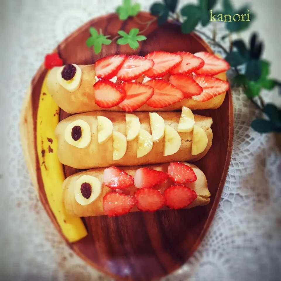 こどもの日🎏まるごとバナナ🍌&まるごといちご🍓風ロール|かのりさん