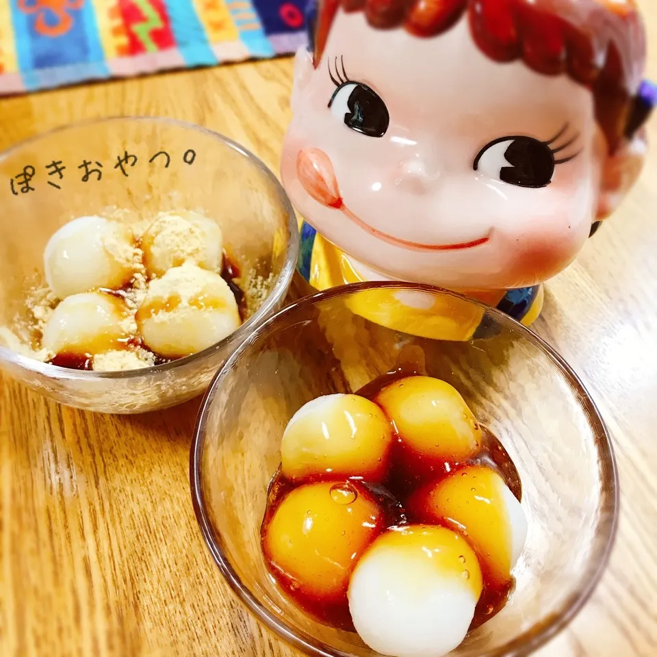 Snapdishの料理写真:上新粉でモチモチお団子🍡みたらし&黒蜜きな粉。|ぽき。さん