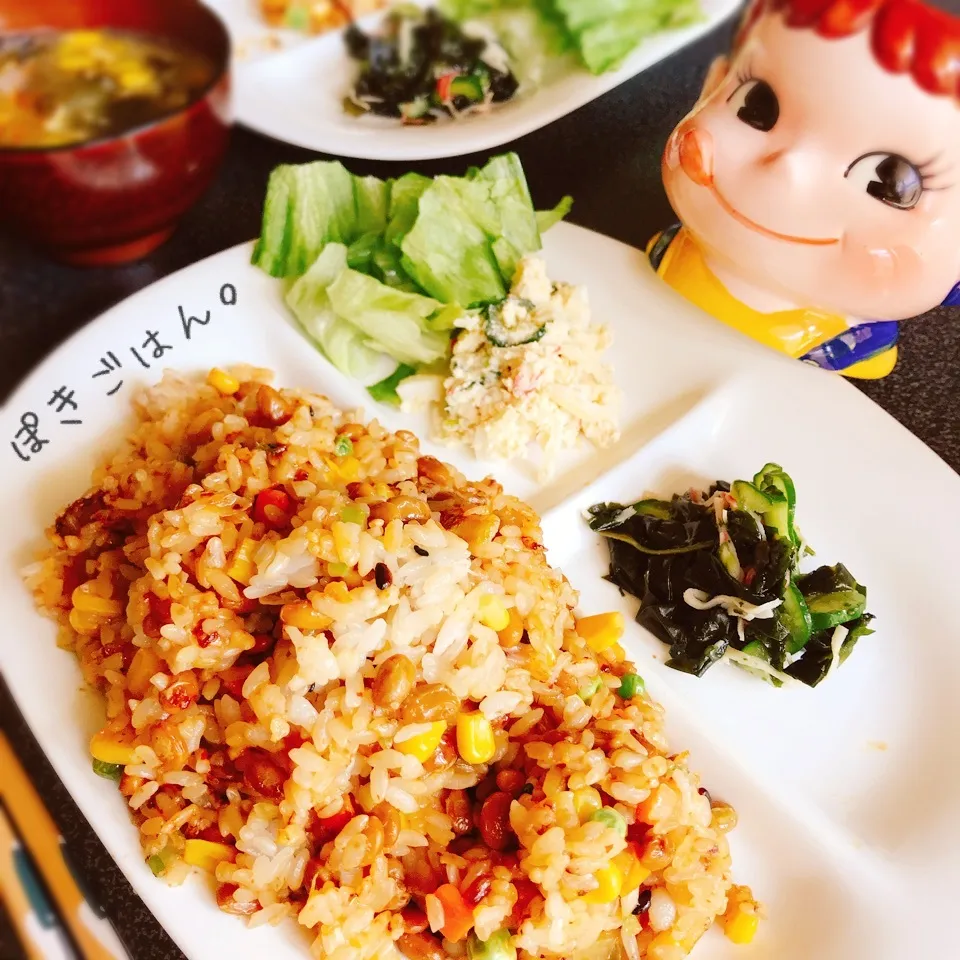 iyoちゃまの濃厚豆腐タレで🥘ピリ辛納豆炒飯。|ぽき。さん