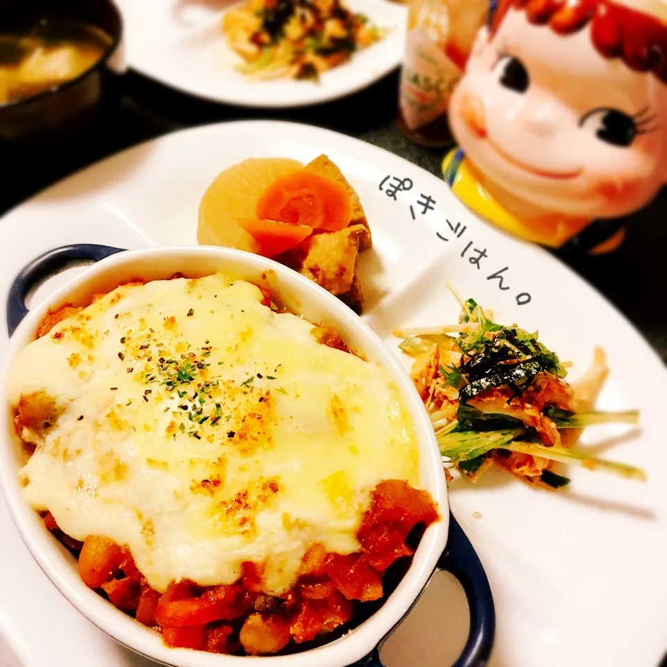 リメイク鯖カレーのドリア&激ウマ❣️キムチサラダ。|ぽき。さん