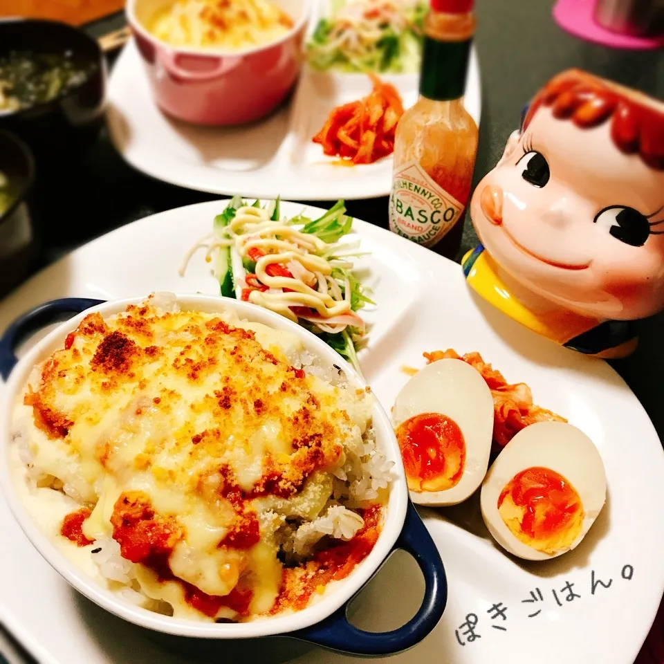 ミート&ホワイトWソース🧀トリプルチーズのラザドリア。|ぽき。さん