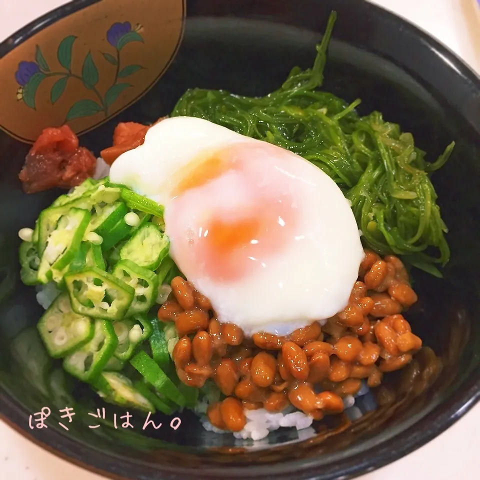 ヘルシーなトリプルねばねば丼。|ぽき。さん