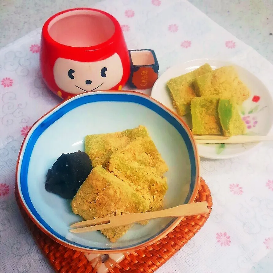 祝☆ユッキーちゃん～ﾓﾁﾓﾁ抹茶きな粉もち|かのりさん