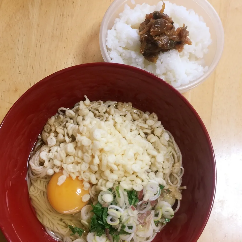 月見たぬき蕎麦、アサリ佃煮ご飯|Makokoさん