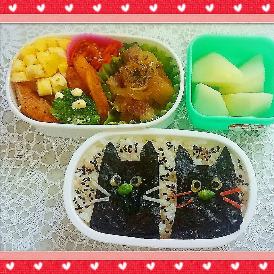 Snapdishの料理写真:次女☆幼稚園お弁当～きょんさんのクロネコ|かのりさん