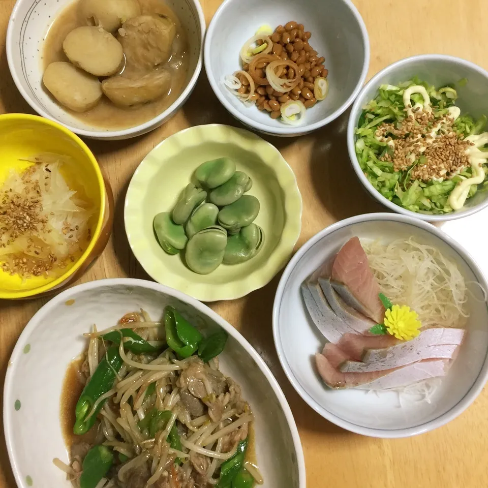 肉モヤシ万願寺似の野菜にんにく醤油炒め|Makokoさん