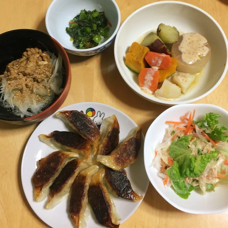 野菜蒸し煮と餃子など😜|Makokoさん