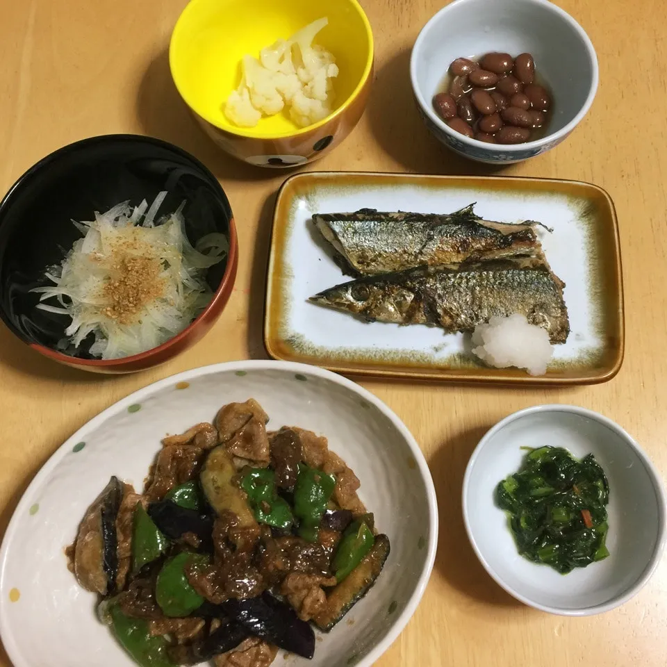 焼秋刀魚、肉茄子味噌炒め、|Makokoさん