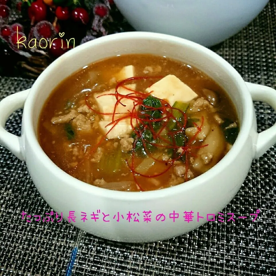 【スープの会】たっぷり長ネギと豆腐の甜麺醤中華とろみスープ|かおりん✴︎❤︎さん