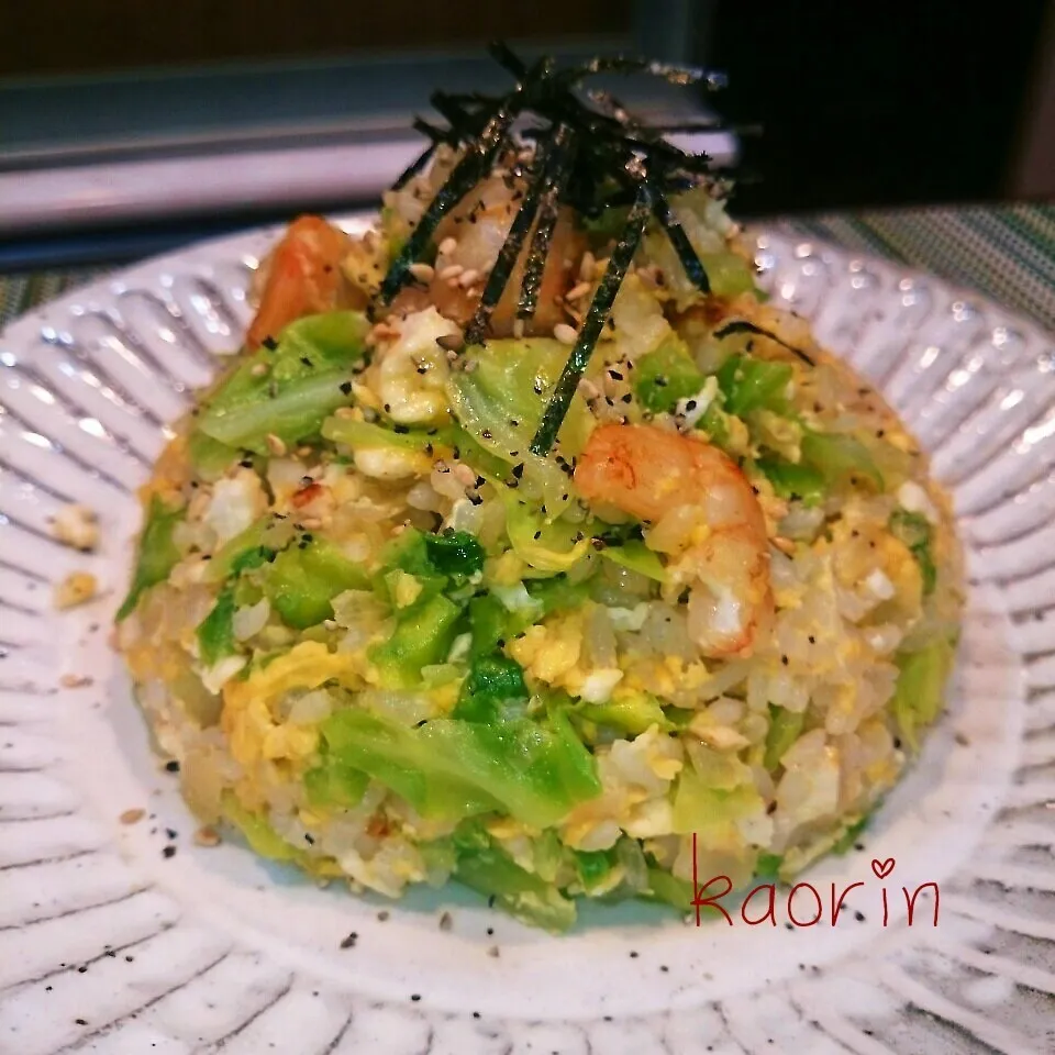 大量キャベツと豆腐のエビ塩炒飯❤痩せ活番長オススメ|かおりん✴︎❤︎さん