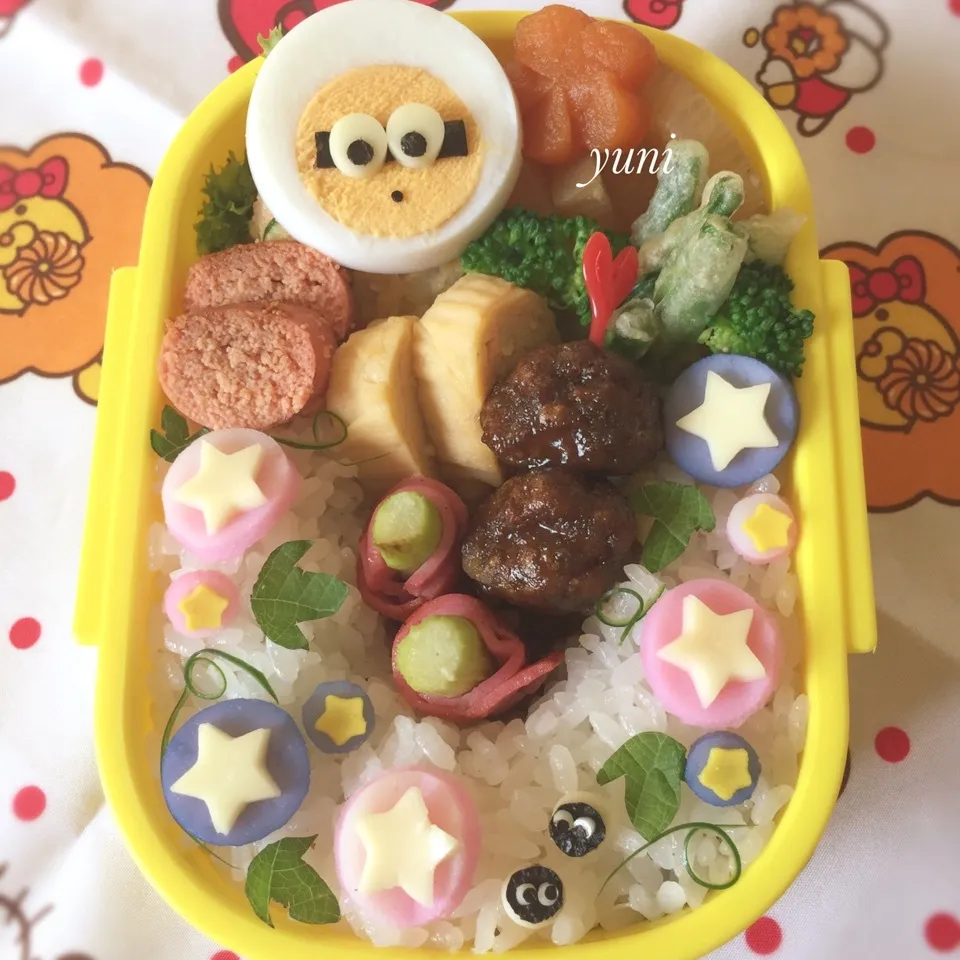 Snapdishの料理写真:🎬ミニオン🎞と朝顔🎐弁当|🌸yuni🌸さん