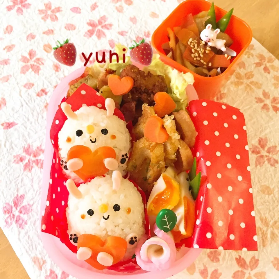 ❤️ハートを抱っこした🐰うさぎちゃん弁当❤️|🌸yuni🌸さん