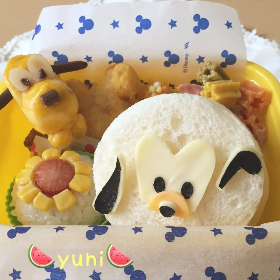 🍉プルートのサンドイッチ弁当🌻キャラ弁🍉|🌸yuni🌸さん