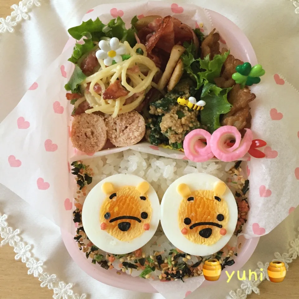 Snapdishの料理写真:🍯ゆで卵 プーさん🍯キャラ弁🍯|🌸yuni🌸さん