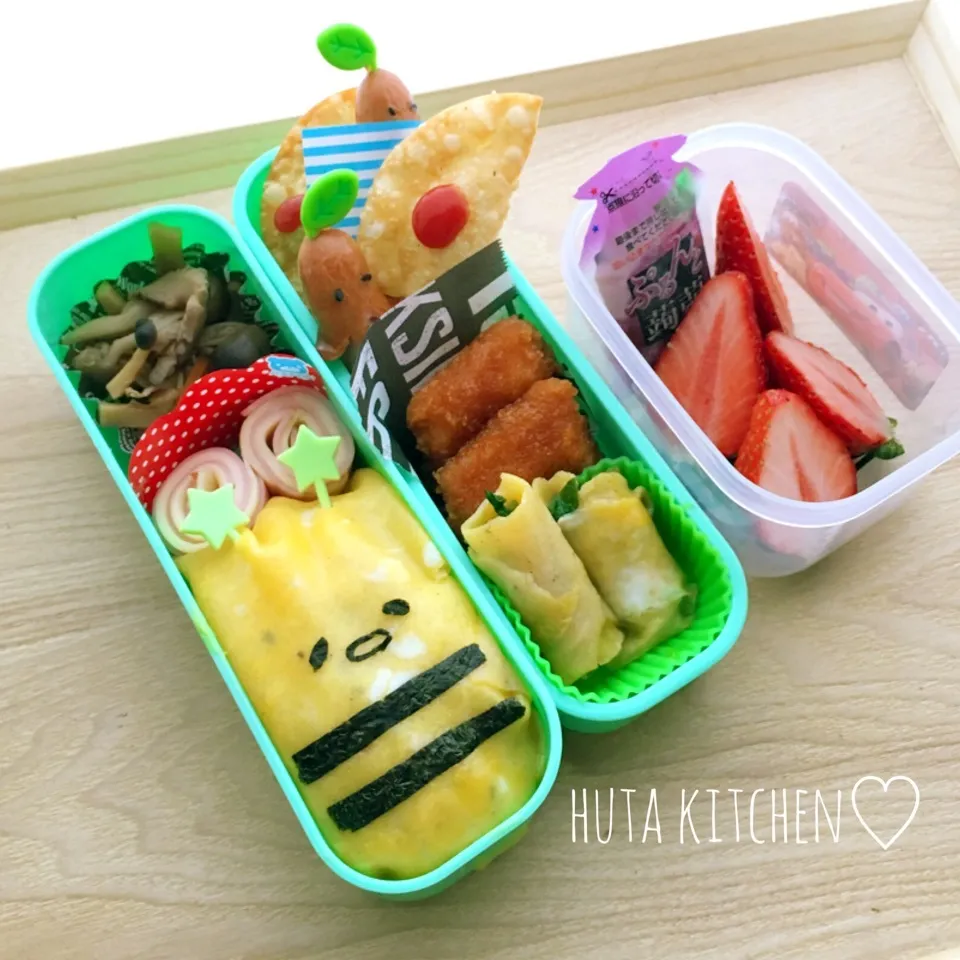 Snapdishの料理写真:ぐでたまバチ風なお弁当♡|ゆかりさん