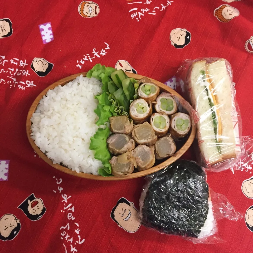 Snapdishの料理写真:男子高校生弁当No.98茶色豚巻き弁当|mickyさん