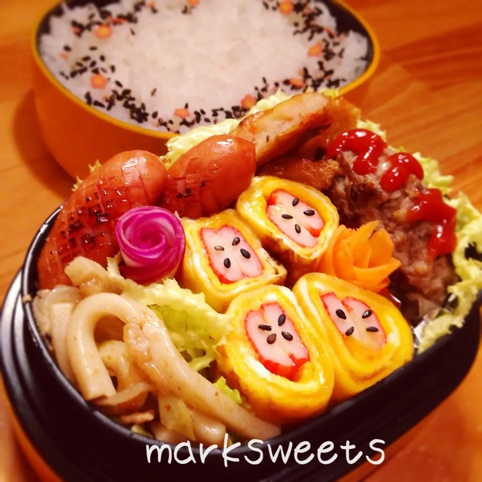 旦那くんの夜勤弁当♪ん〜なんだか気が落ちる…泣|marksweetsさん