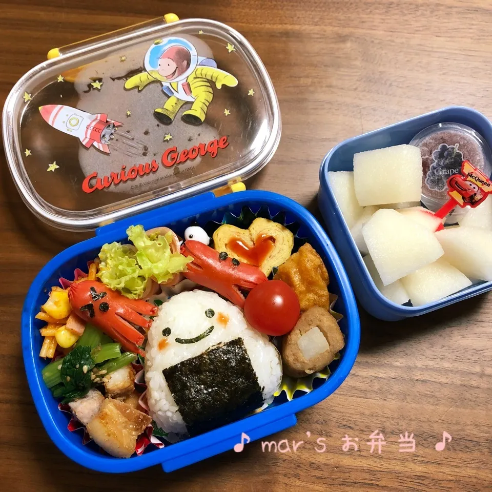 年少☆次男のお弁当☆簡単〜♬ おにぎりちゃん🍙♬|ma-chanさん