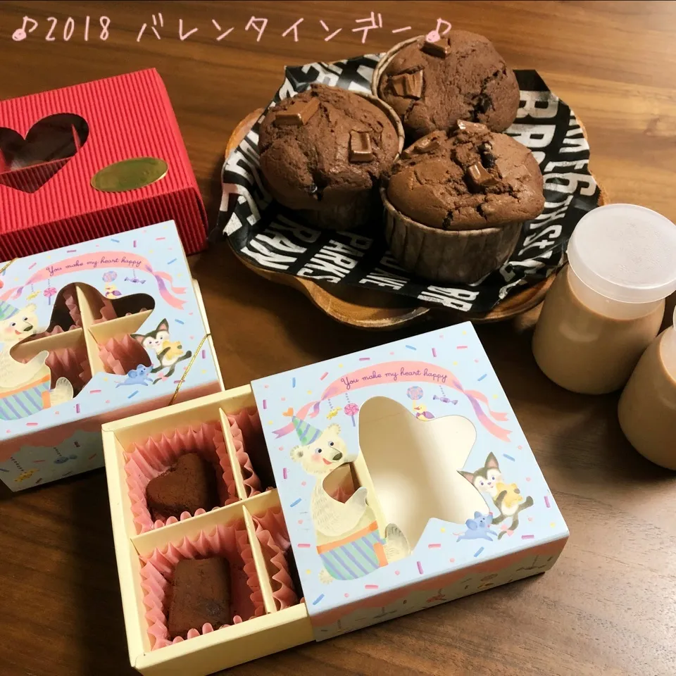 Snapdishの料理写真:2018バレンタイン☆生チョコ&チョコプリン&チョコマフィン|ma-chanさん