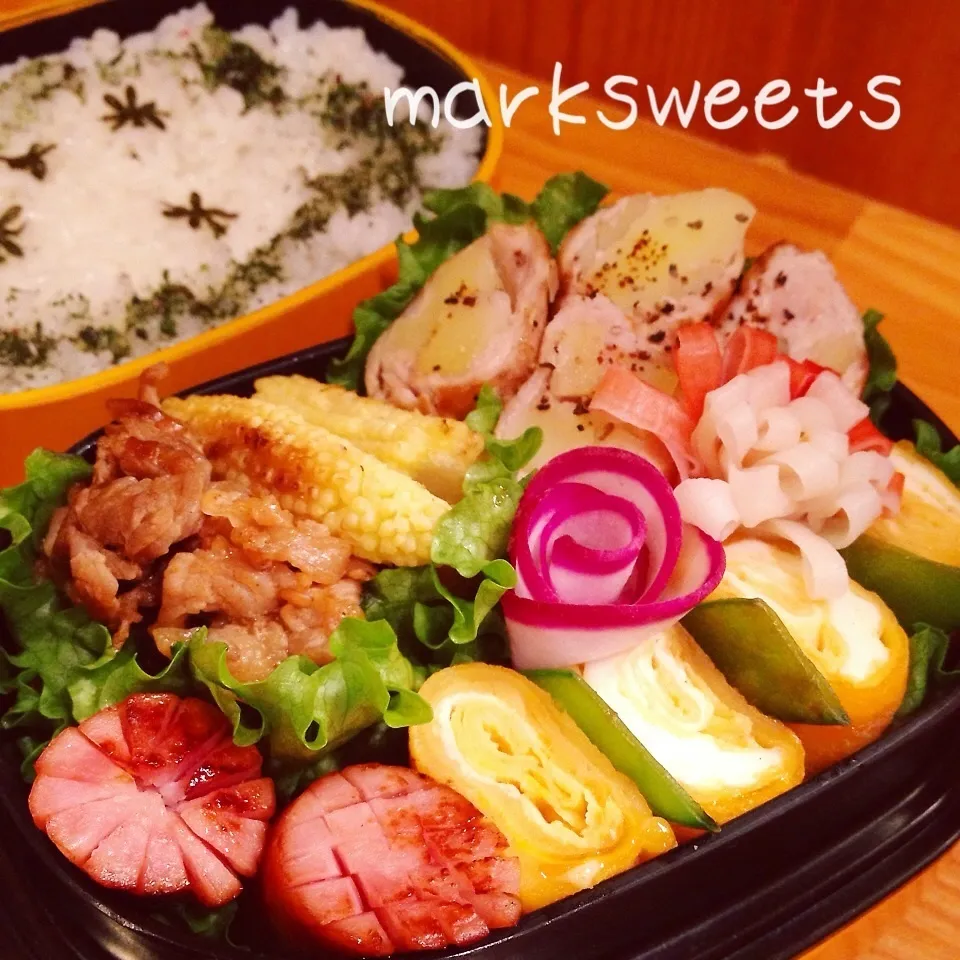 Snapdishの料理写真:旦那くんの夜勤弁当や♪今夜も冷えますな´д` ;|marksweetsさん