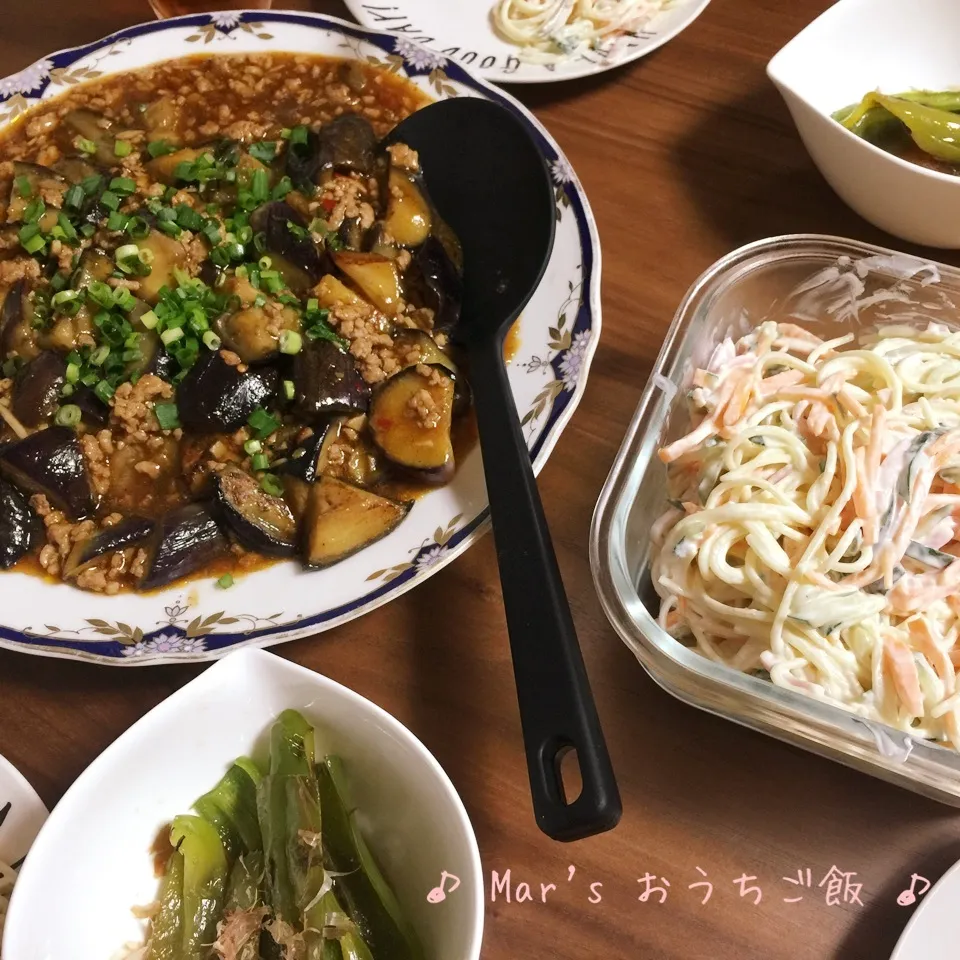 麻婆豆腐&スパサラ&ピーマンの煮浸し♪|ma-chanさん