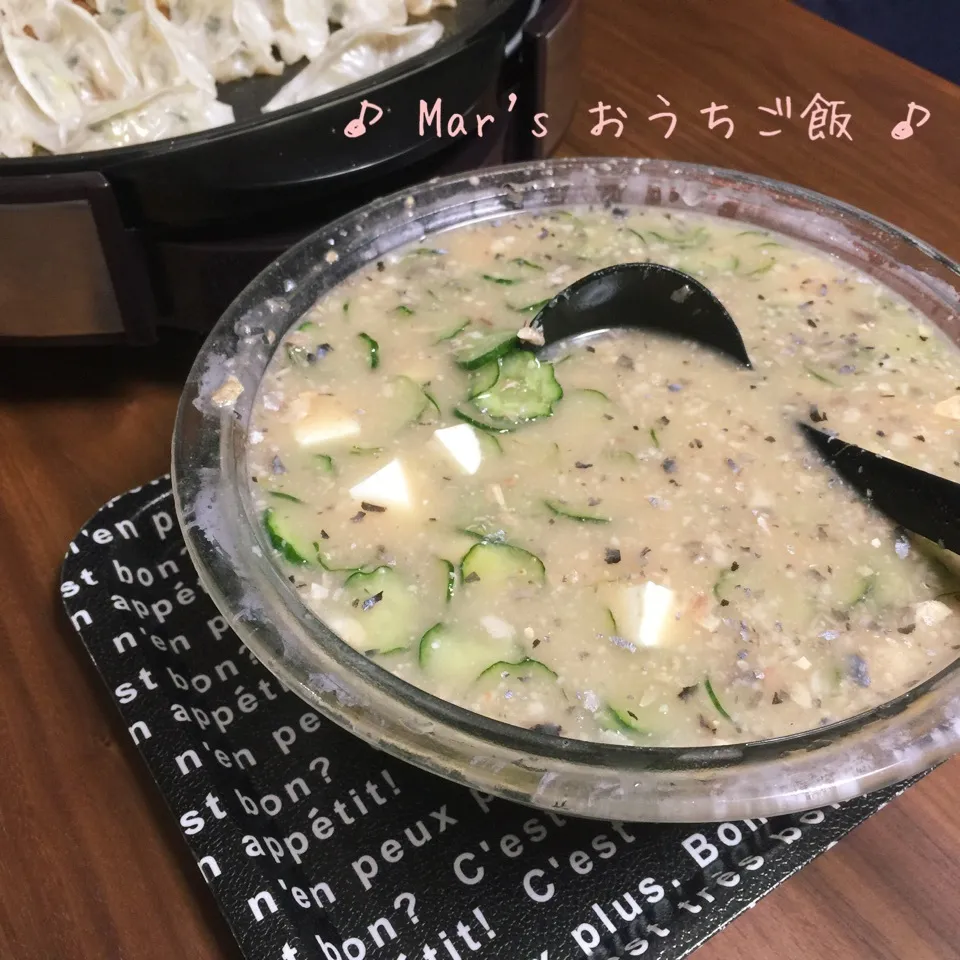 Snapdishの料理写真:暑かった日に☆サバ味噌煮缶で〜冷汁♪|ma-chanさん