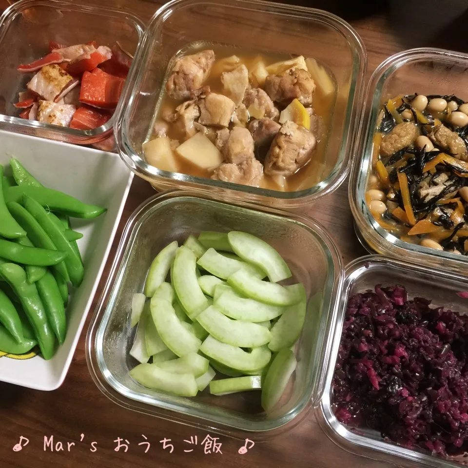 副菜☆筍と鳥もも肉の煮物&ひじきと大豆の煮物…etc|ma-chanさん