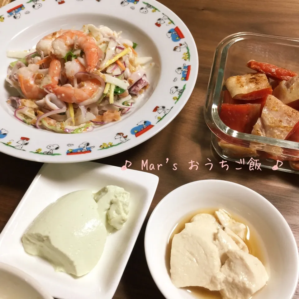 デパ地下で♪シーフードサラダ&スモークハラス&枝豆おぼろ豆腐|ma-chanさん