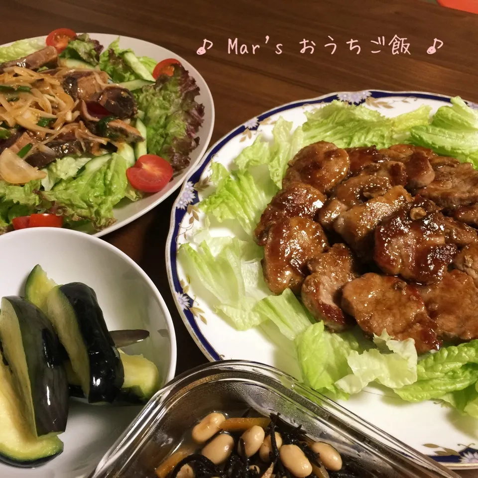 豚ヘレ肉の照り焼き(トンテキ味)&鰹と新玉のせサラダなど…|ma-chanさん