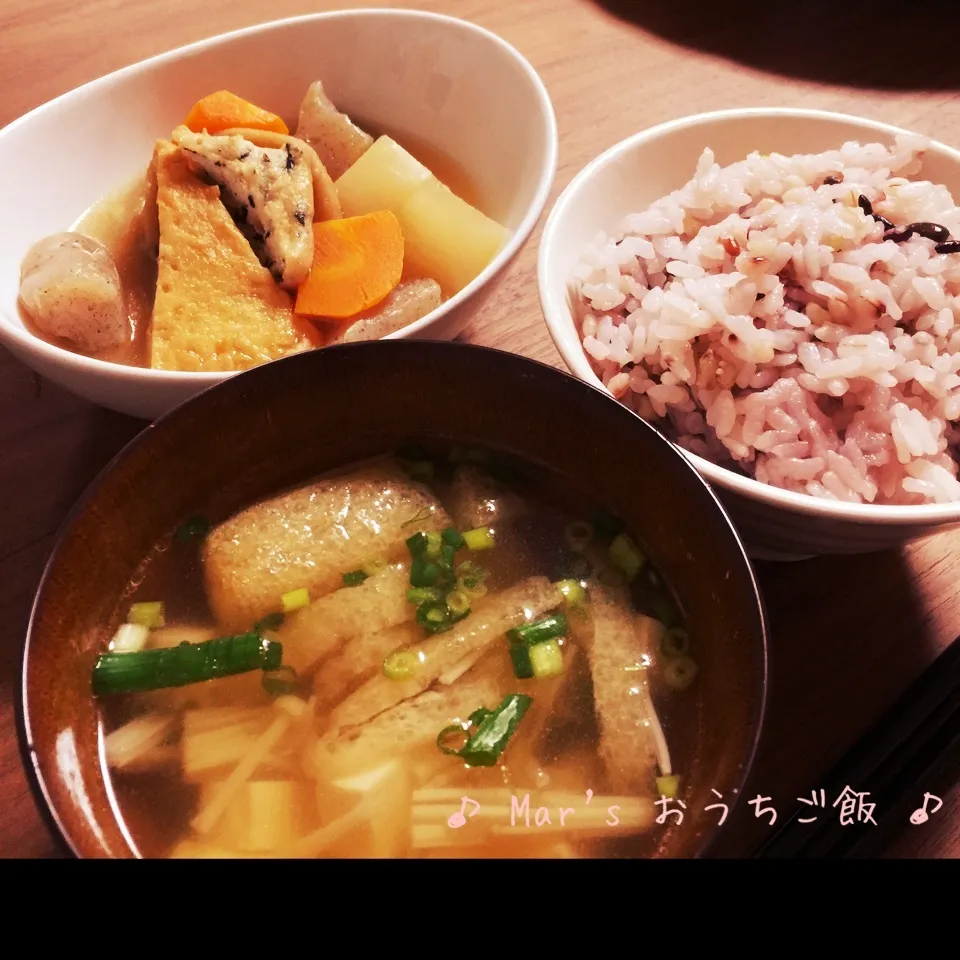 煮物&雑穀ごはん&豆腐とえのきのお味噌汁♪|ma-chanさん