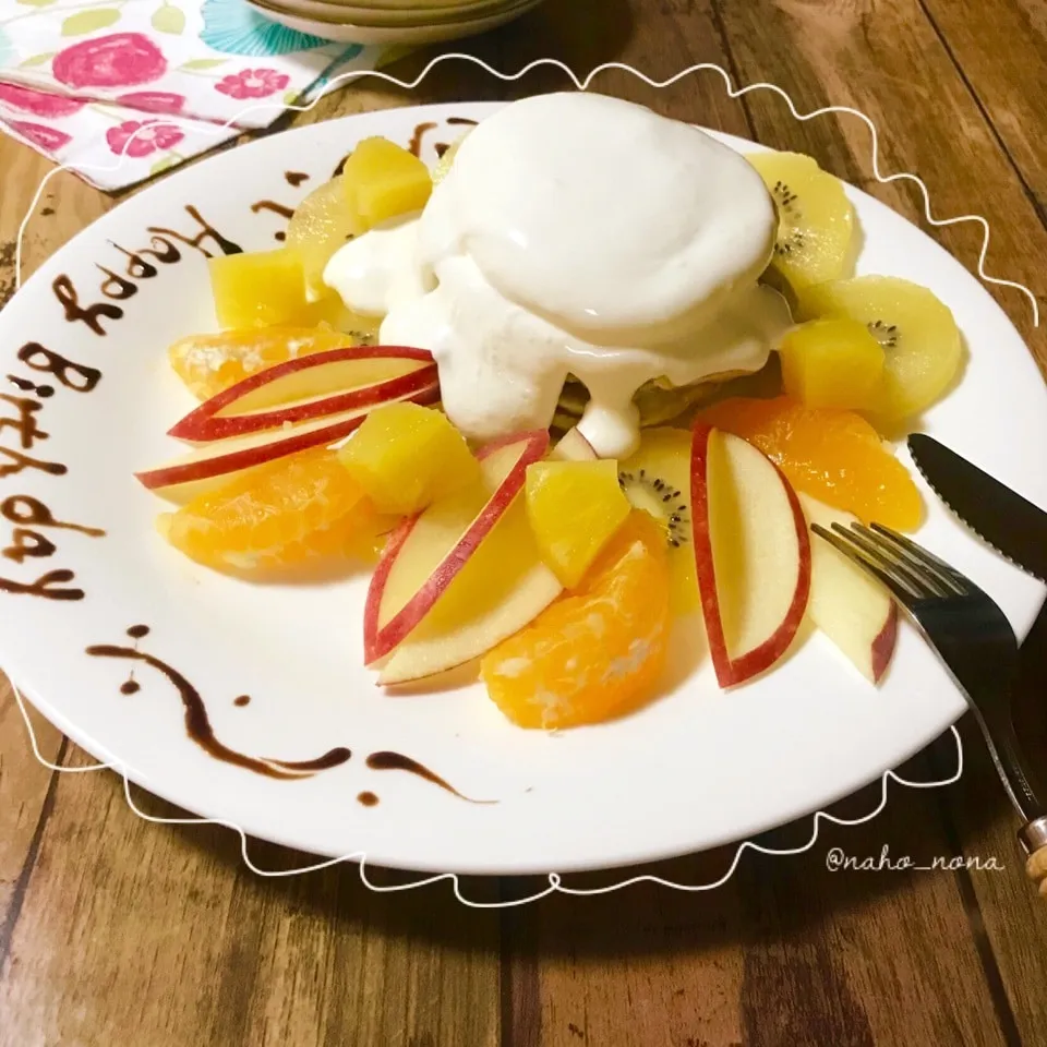 ホットケーキミックスでココナッツパンケーキ 娘のお誕生日会|naho_nonaさん