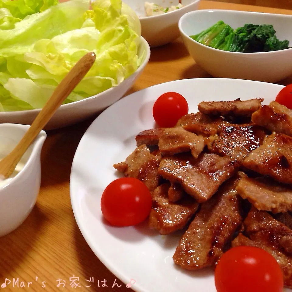 豚もも肉の味噌漬け♪レタスで包んで☆マヨヨーグルトソースと♪|ma-chanさん