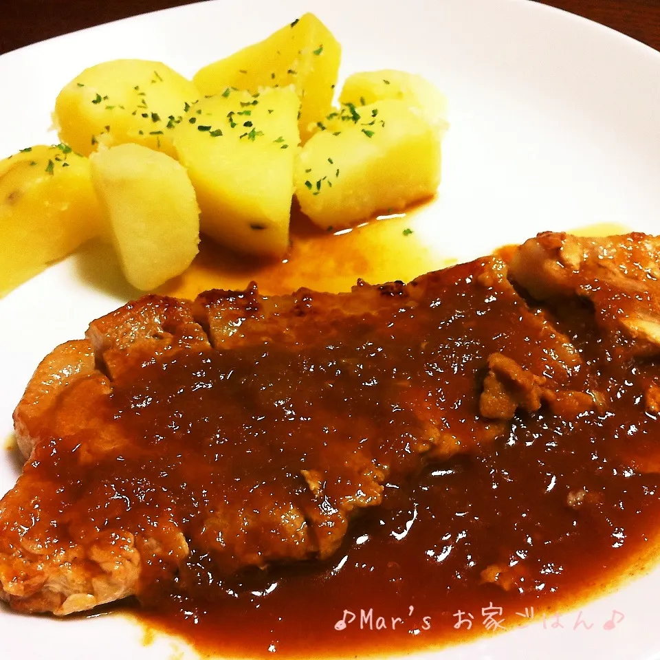 ポークチャップ☆粉吹き芋が合う～♪|ma-chanさん