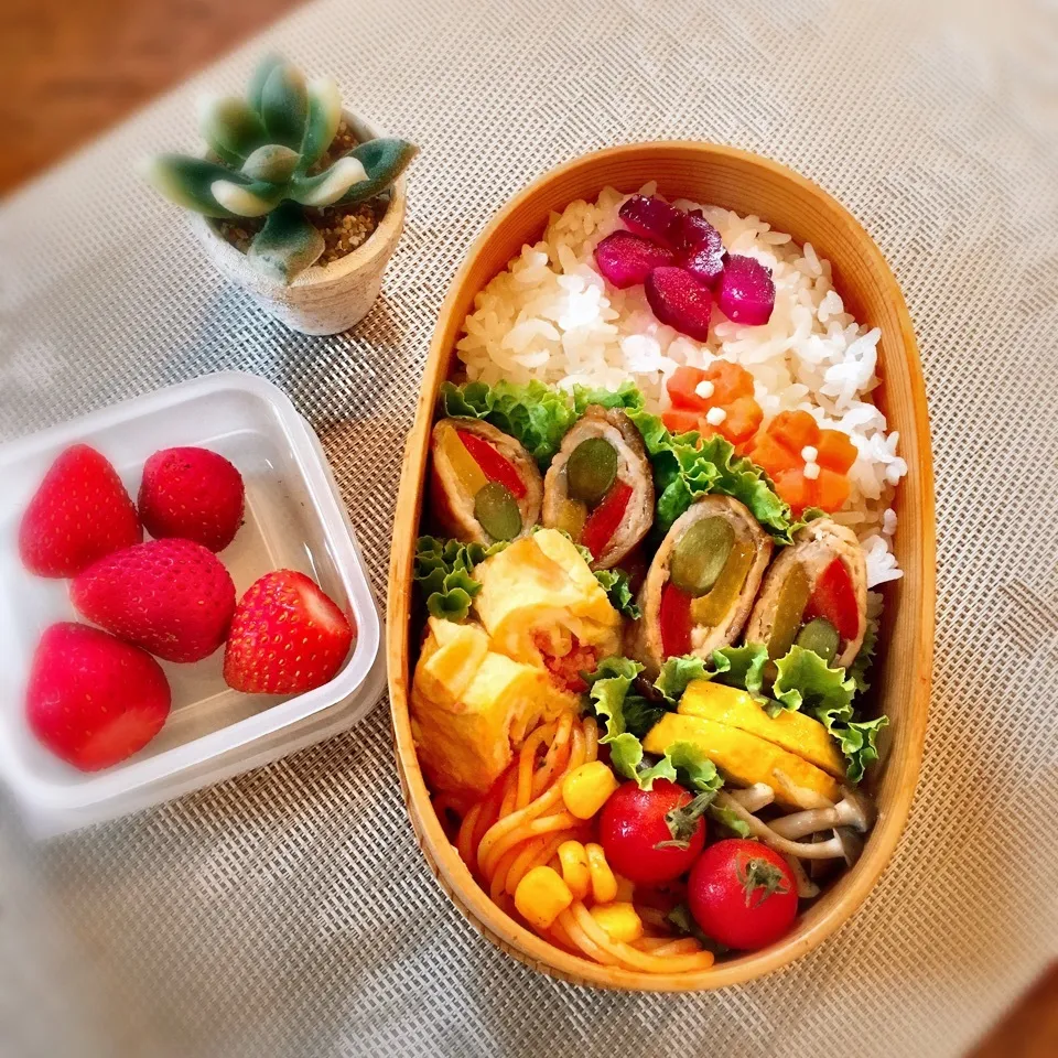 Snapdishの料理写真:夏野菜の肉巻き弁当|りん＊さん