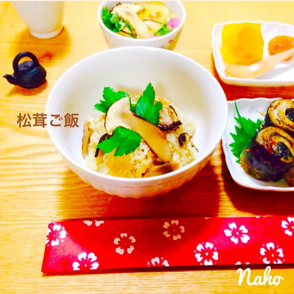 秋の味覚♡松茸ご飯と秋刀魚の梅しそ巻き♡茶碗蒸しも♪|naho_nonaさん