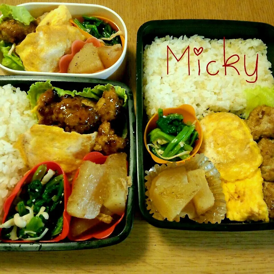 Snapdishの料理写真:家で晩御飯弁当☆塩麹で肉団子|mickyさん