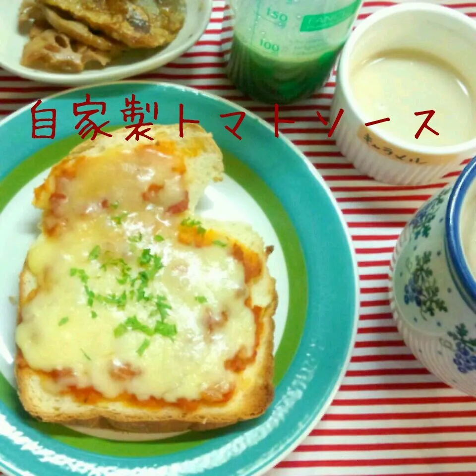 ペコリのおかげ☆な朝ご飯☆トマトソースでピザトースト|mickyさん