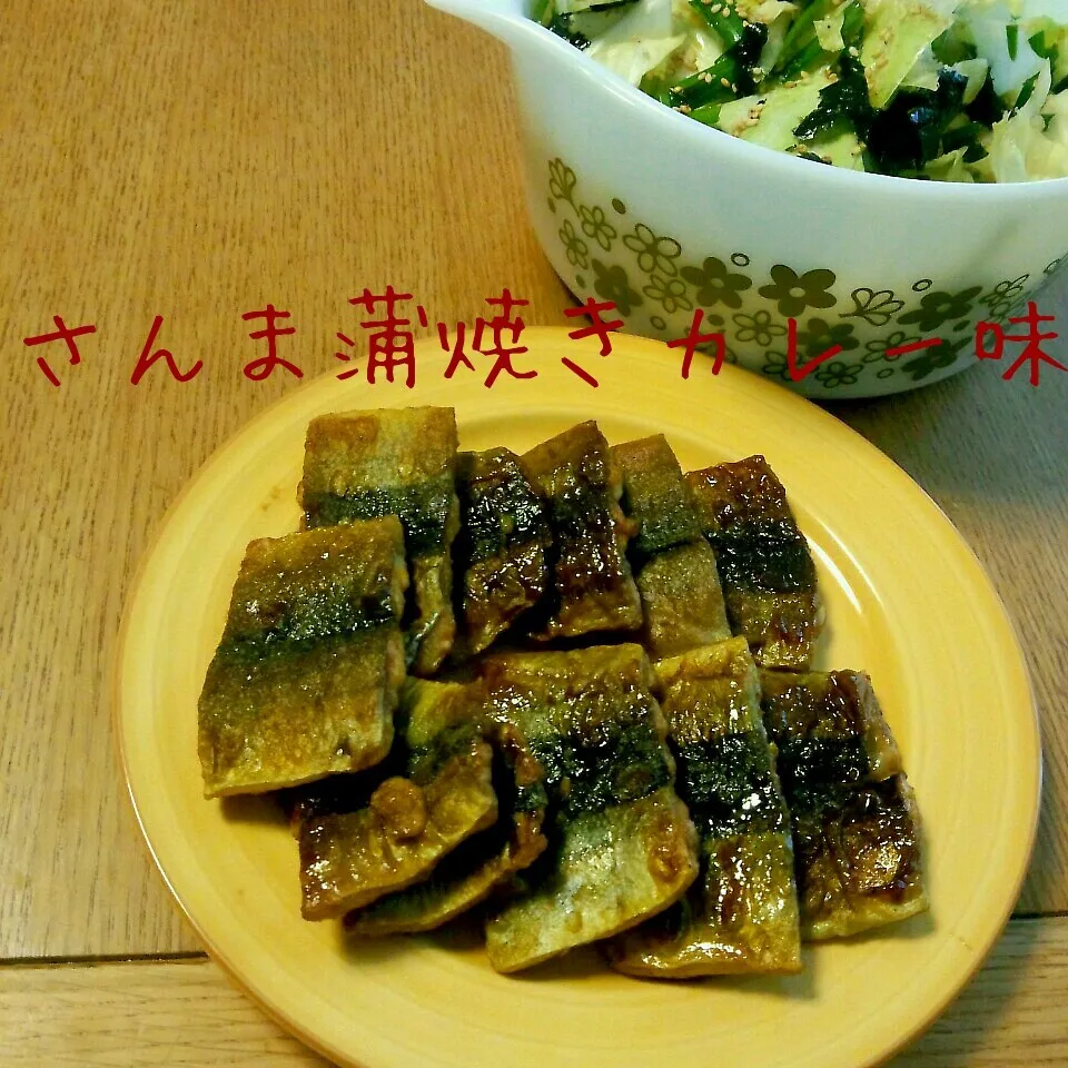 Snapdishの料理写真:作ってきた晩御飯☆さんま蒲焼きカレー味|mickyさん