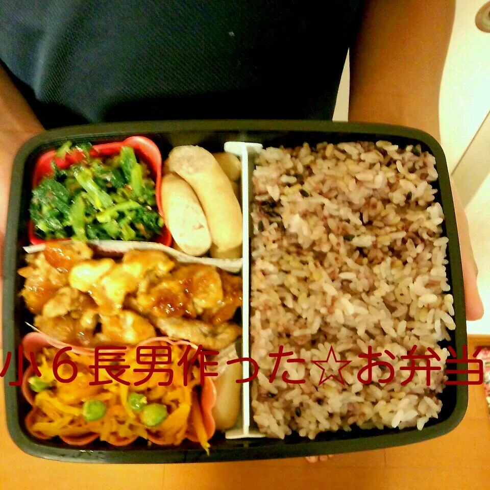 長男が作った弁当☆第５回お弁当の日☆生姜焼き|mickyさん