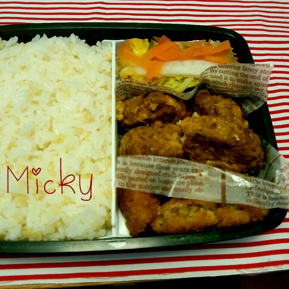 置き弁小６長男用☆おからキャベツ煮込みハンバーグ温野菜添え|mickyさん