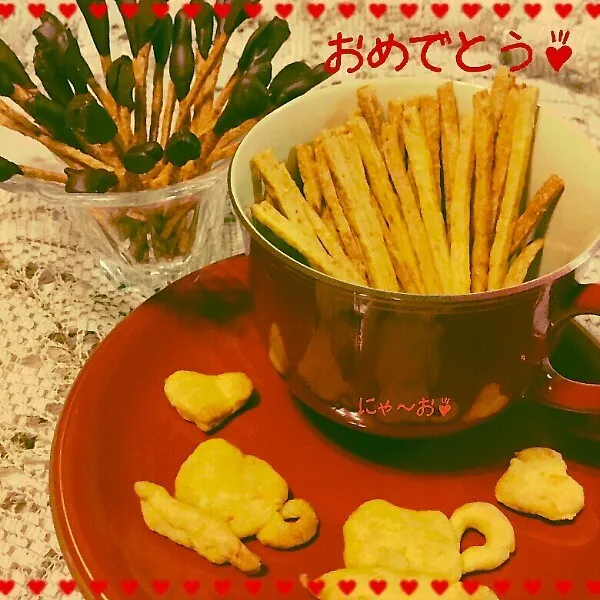 Snapdishの料理写真:にんじんポリポリ&ポッキー|ニャーオさん