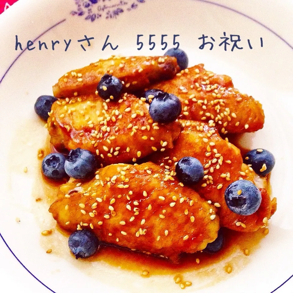 Snapdishの料理写真:henryさん♡5555♬Go〜Go〜鳥手羽フルーツ酢|ぷうさんさん