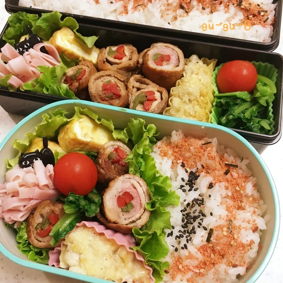 Snapdishの料理写真:今日のお仕事&学校弁当♪|ぐぅさん